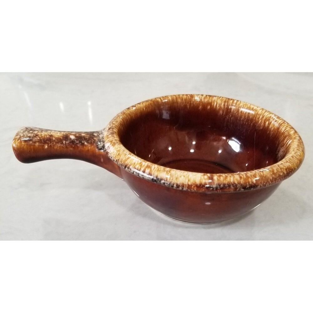 vintage Hull Pottery oven-proof brown drip handled dish